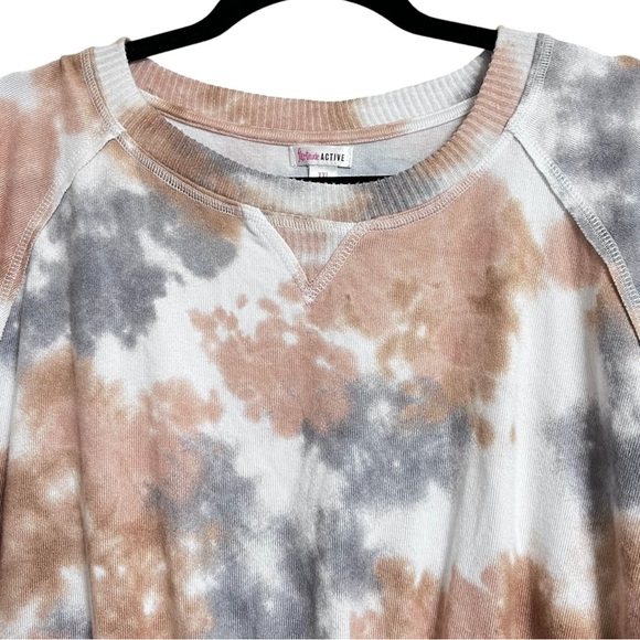 Flirtitude Active Tie Dye Pullover Crop Top Long Sleeves Reverse Seam Detail New - Picture 4 of 16